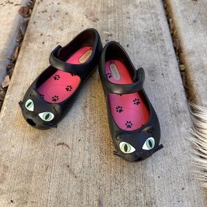 Mini Melissa Black Cat Face Dress Shoes size 9